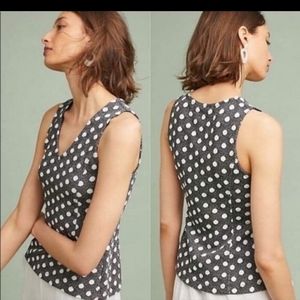 NWOT Maeve by Anthropology black structured tank with white poke a dots. Size S
